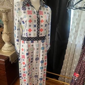 Monogram Mix Button-Up Blouse-XL